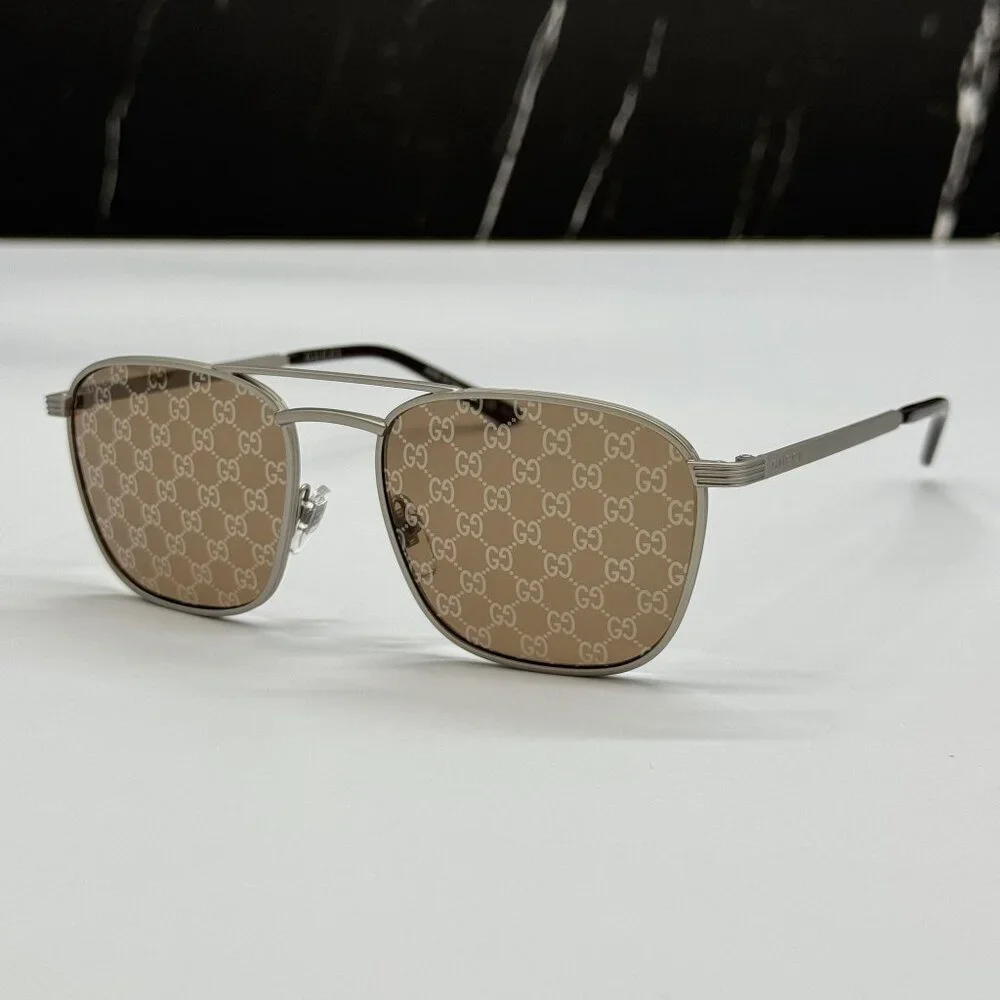 NEW GUCCI SUNGLASSES SILVER BROWN UNISEX EYEWEAR GUCCI GG1881S 004